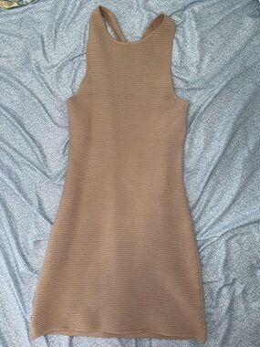 Abercrombie & Fitch Ribbed Knit Tank Dress - Beige